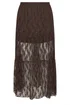 PixieGirl Petite Chocolate Brown Lace Lined Maxi Skirt - Size 10 Image 5