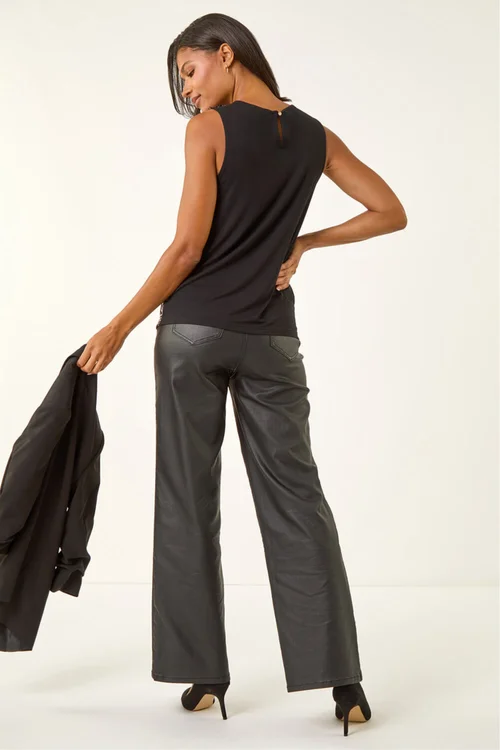 Roman Gold Floral Print Foil Top - Size 12 Image 3