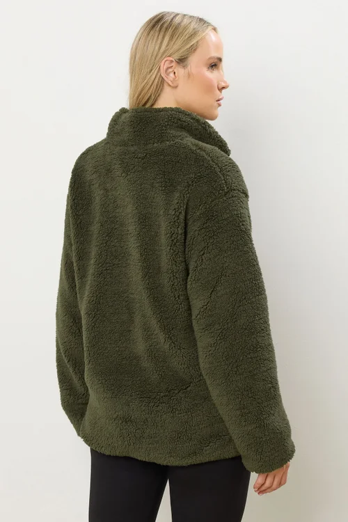 Long Tall Sally Khaki Green Half Zip Fleece Jacket - 14 Image 4