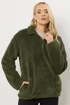 Long Tall Sally Khaki Green Half Zip Fleece Jacket - 14 Image 2
