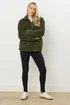 Long Tall Sally Khaki Green Half Zip Fleece Jacket - 14 Image 3