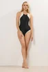 Long Tall Sally Black & White Colourblock Sporty Swimsuit - Size 16 Image 3