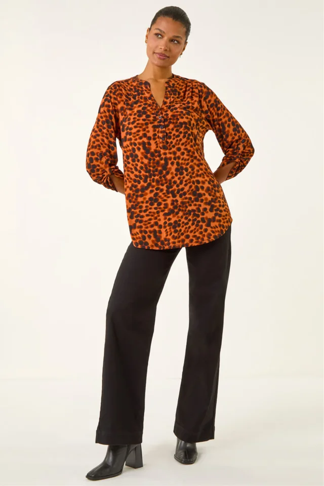 Roman Copper Spot Print Stretch Top