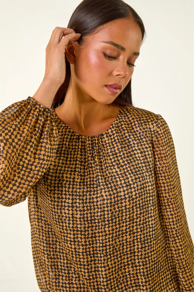 Roman Black Petite Spot Bubble Hem Top