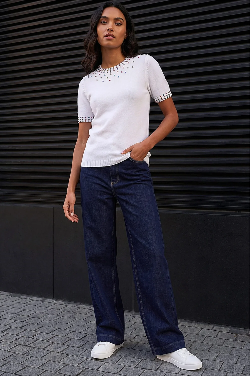 Roman Ivory Embellished Knitted Top - 12 Image 2