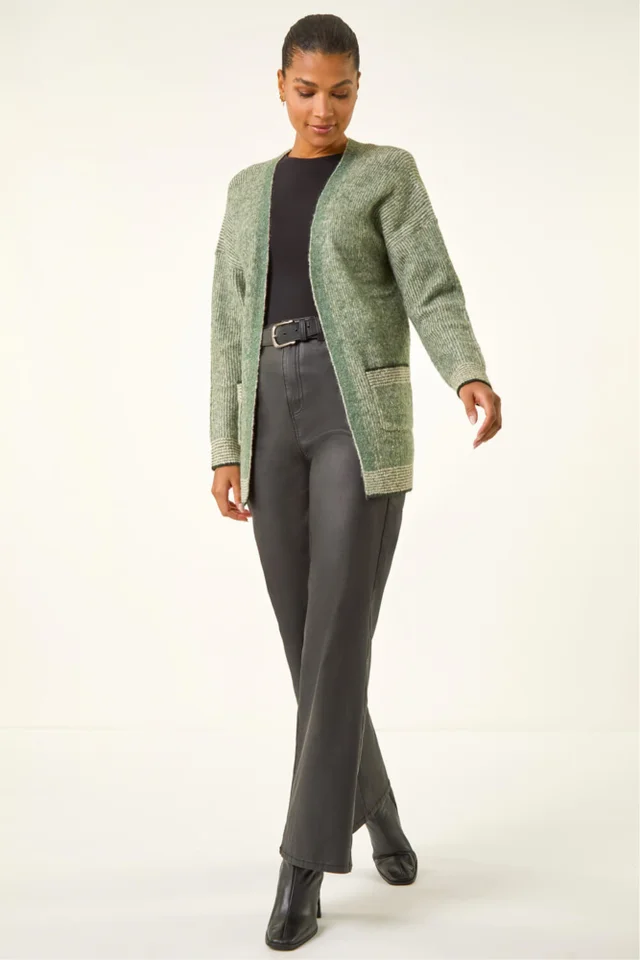 Roman Green Soft Knit Pocket Cardigan