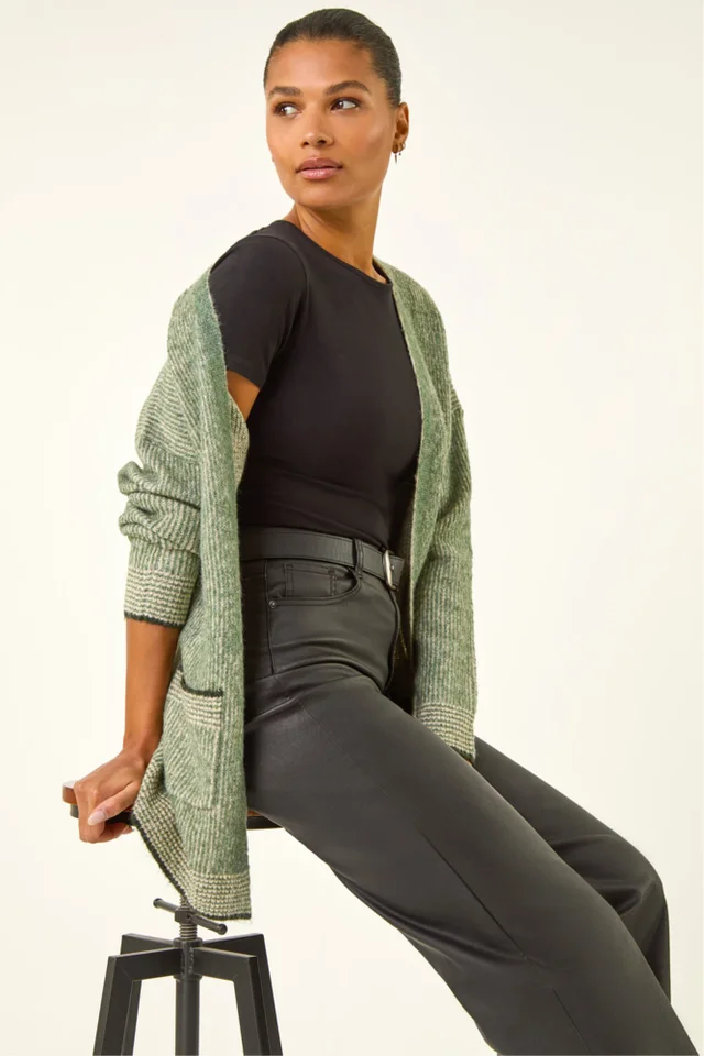 Roman Green Soft Knit Pocket Cardigan