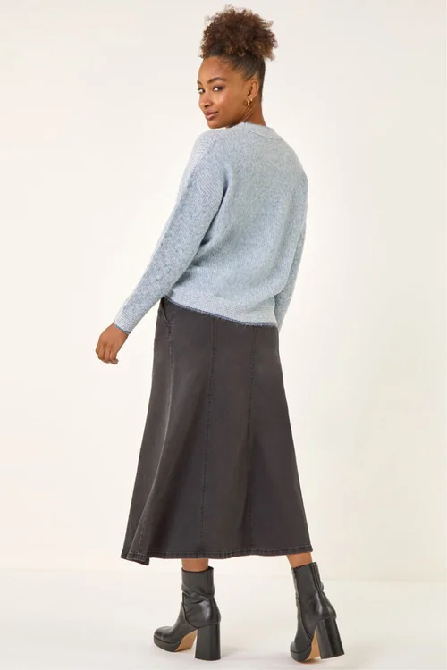 Roman Light Blue Stitch Detail Soft Knit Jumper - Size 16 Image 3