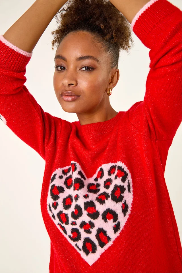 Roman Red Animal Heart Detail Knit Jumper