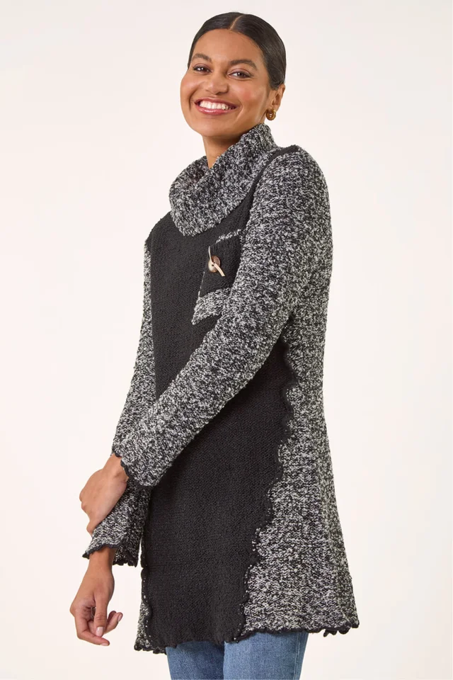 Roman Black Textured Pocket Knit Jumper