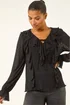 Roman Black Lace Ruffle Front Top - Size 20 Image 4