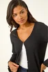 Roman Black Textured V-Neck Blouse - Size 20 Image 2