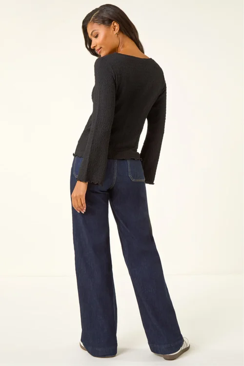 Roman Black Textured V-Neck Blouse - Size 20 Image 3