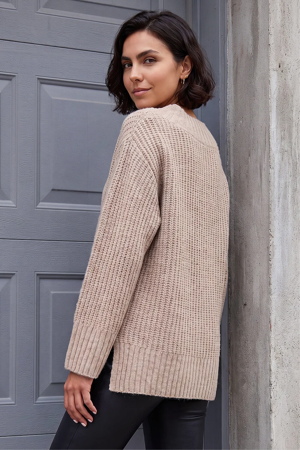 Roman Beige Chunky V-Neck Knit Jumper - 16 Image 2
