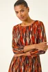 Roman Orange Abstract Print Panel Stretch Dress - 10 Image 4