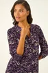 Roman Purple Abstract Print V-Neck Stretch Shirt - Size 16 Image 1
