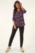 Roman Purple Abstract Print V-Neck Stretch Shirt - Size 16 Image 2
