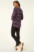 Roman Purple Abstract Print V-Neck Stretch Shirt - Size 16 Image 4