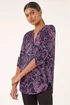 Roman Navy Leaf Puff Print Stretch Shirt - Size 10 Image 4