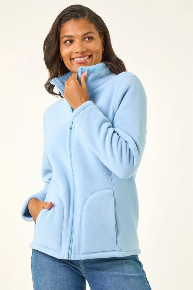 Roman Light Blue Reversible Fleece Zip Jacket