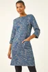 Roman Blue Paisley Print Pocket Shift Stretch Dress - Size 14 Image 2