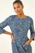 Roman Blue Paisley Print Pocket Shift Stretch Dress - Size 14 Image 4