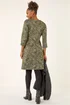 Roman Olive Paisley Print Pocket Shift Stretch Dress - Size 10 Image 3