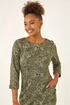 Roman Olive Paisley Print Pocket Shift Stretch Dress - Size 10 Image 4