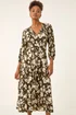 Roman Khaki Abstract Floral Midi Dress - 18 Image 4