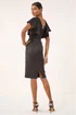 Roman Black Satin Ruffle Sleeve Dress - Size 20 Image 3