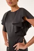 Roman Black Satin Ruffle Sleeve Dress - Size 20 Image 4