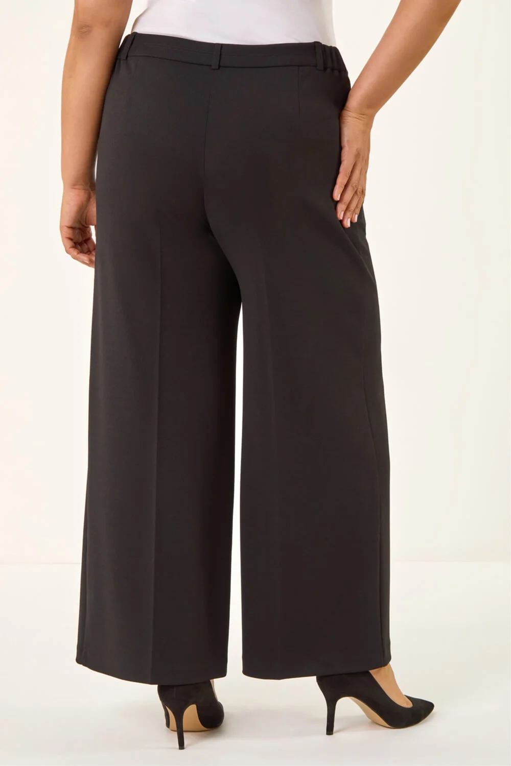 Roman Black Curve Wide Leg Tailored Trouser - 22-24 Image 3