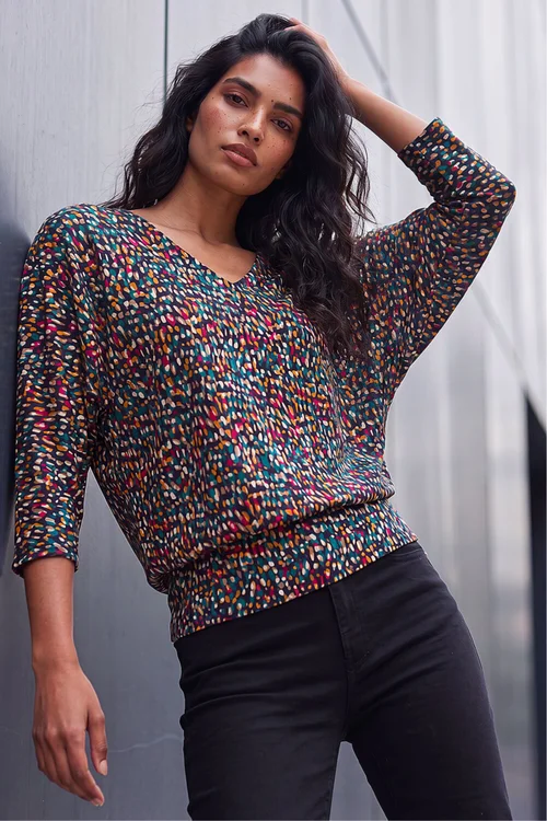 Roman Green Abstract Bubble Hem Top - 20 Image 2