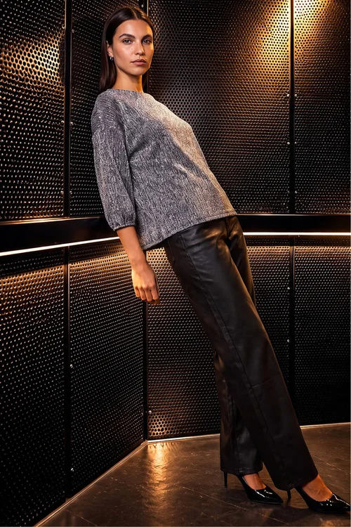Roman Silver Metallic Textured Stretch Top - 16 Image 2