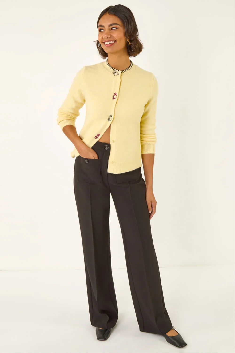 Roman Black Pocket Button Smart Trousers - 18 Image 1