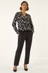 Roman Black Printed Notch Neck Shirt - Size 20 Image 2