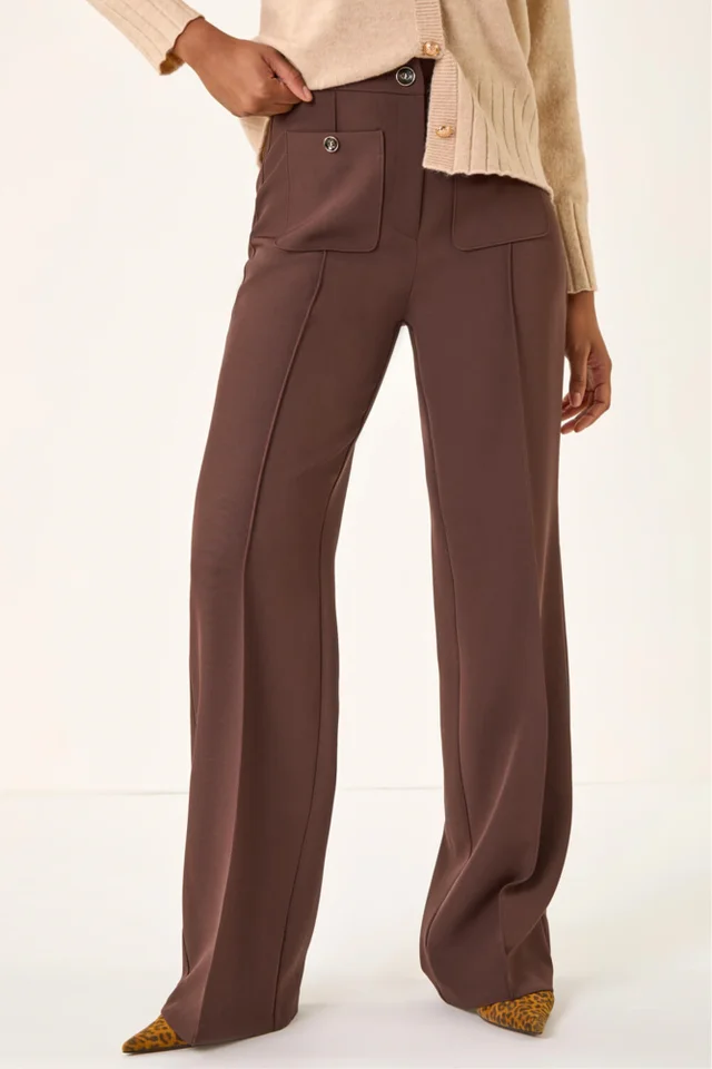 Roman Chocolate Pocket Button Smart Trousers
