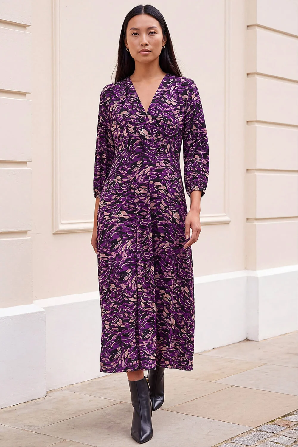 Roman Purple Abstract Print Midi Dress - 20 Image 1