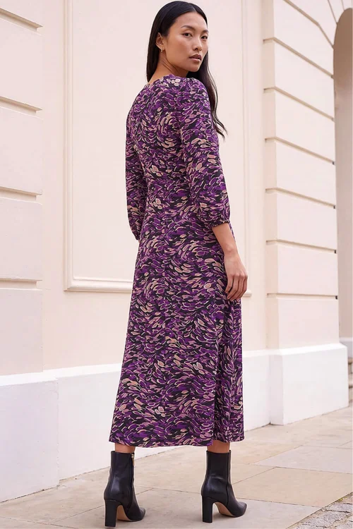 Roman Purple Abstract Print Midi Dress - 20 Image 3
