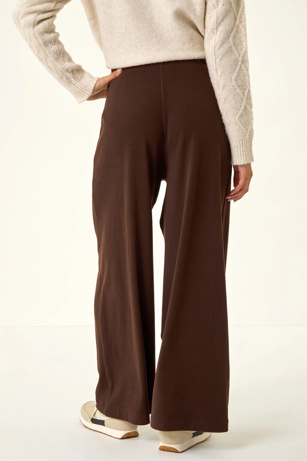 Roman Chocolate Petite Brushed Ribbed Trouser - 14 Image 3