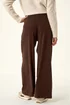 Roman Chocolate Petite Brushed Ribbed Trouser - 14 Image 3
