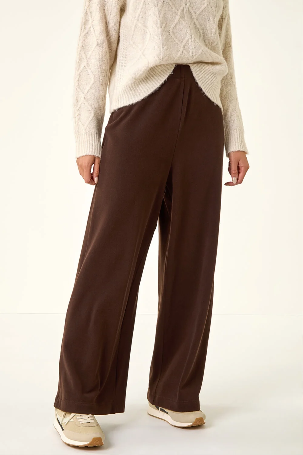 Roman Chocolate Petite Brushed Ribbed Trouser - 14 Image 4