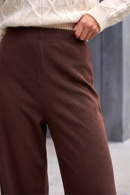 Roman Chocolate Petite Brushed Ribbed Trouser - 14 Image 4