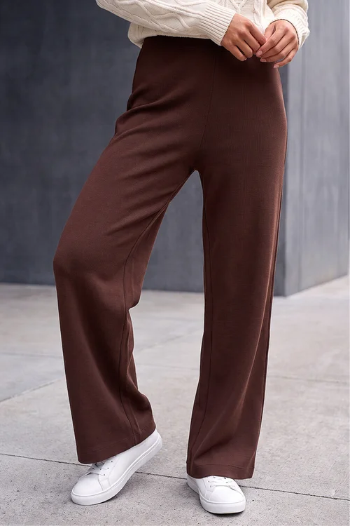 Roman Chocolate Petite Brushed Ribbed Trouser - 14 Image 2