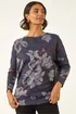 Roman Purple Floral Printed Bubble Hem Top - Size 14 Image 4