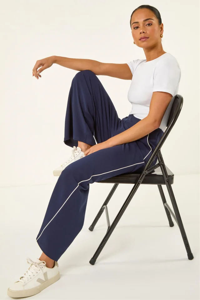Roman Navy Petite Side Seam Stretch Trouser