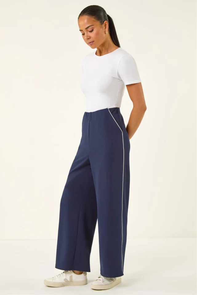 Roman Navy Petite Side Seam Stretch Trouser