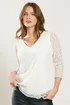 M&Co Ivory White Floral Lace Long Sleeve Top - Size 10 Image 1