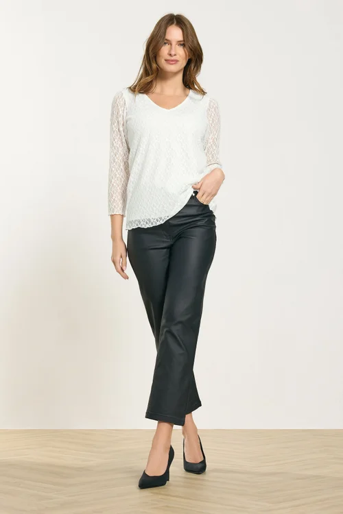 M&Co Ivory White Floral Lace Long Sleeve Top - Size 10 Image 2