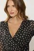 M&Co Black Polka Dot Mesh Wrap Dress - Size 10 Image 4